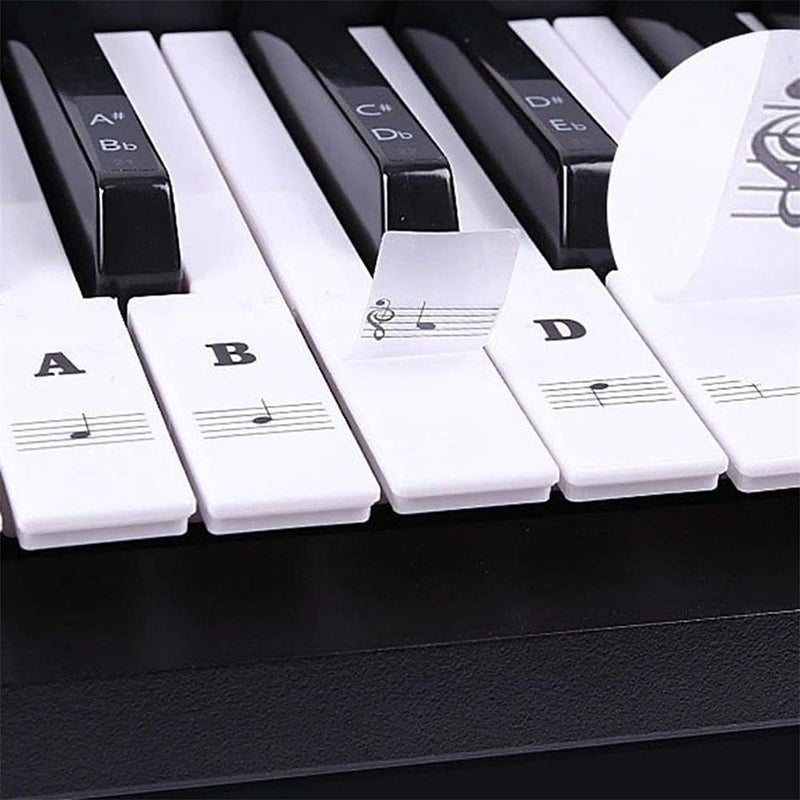 Pokinge Removable Piano Keyboard Stickers, Transparent White Keys Srcikers for 88/61/54/49Keys Multicolor Piano Notes Guide for Piano Beginners(Black&White) - Image 4
